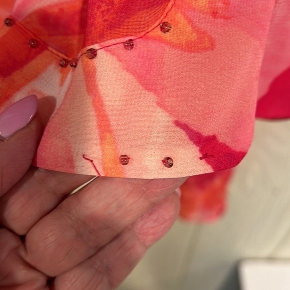 Maggie Barnes Beaded Asymmetrical Long Sleeve Blouse 1X - Picture 9 of 14